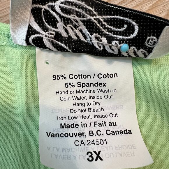 Eugenia 3XL Lime Mint Green Cotton Tank Top Vibrant V-Neck Plus size 95% Cotton - Picture 4 of 6